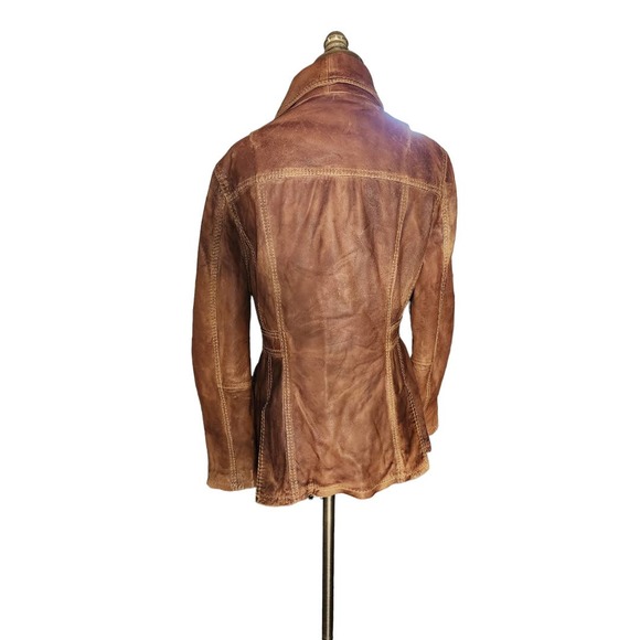 Women's Vintage Rare True Religion Jeans Leather Double Breasted Coat - Picture 6 of 11